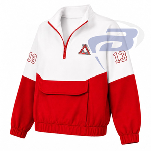Delta |   Sigma |   Sweat-shirt à demi-zip Theta Sorority, rouge et blanc, avec poches, coupe classique, pour l'automne - Product Image 2