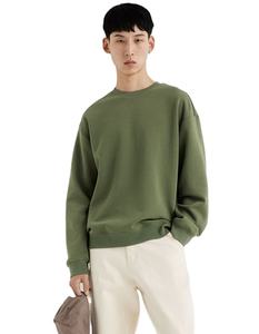 Tissu côtelé 100% coton pour hommes de qualité supérieure personnalisé OEM & ODM coupe ample vert manches complètes épaule tombante pour l'hiver - Product Image 1