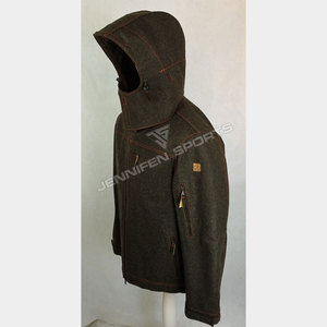 Veste de chasse d'hiver respirante en laine 100% de qualité supérieure, design luxueux personnalisé, fermeture éclair sur le devant avec capuche pour homme, modèle Maine Guide - Product Image 2