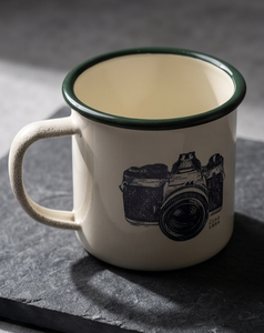 Cream Iron <b>Enamel</b> <b>Mug</b> Vintage Camera Sketch Graphic Print Metal Coffee Cup Wholesale Factory Direct Supply Partner Global Market - Product Image 4