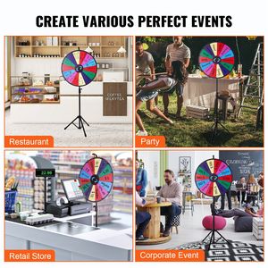 Ruleta de premios giratoria de 24 pulgadas con soporte ajustable en altura, 14 ranuras y pizarra de borrado en seco para eventos y juegos - Product Image 6