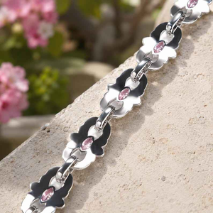 Lab Grown Diamond Floral Link Chain Bracelet Set Iced Out Hip Hop Jewelry Luxury <b>Statement</b> <b>Necklace</b> Bracelet Unisex Gift - Product Image 5
