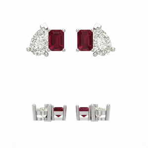 Pendientes de Oro Blanco de 14 Quilates SARVOTTAM para Mujer, Joyería Fina con Rubí y Diamante Cultivados en Laboratorio, Estilo Toi Et Moi, para Bodas y Fiestas - Product Image 3
