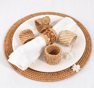 Porte-serviettes en rotin fait main, décoration de table moderne, accessoire de salle à manger unique, idée cadeau à prix bas - Product Image 6