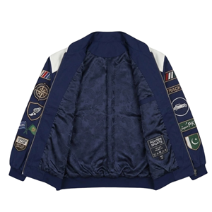 Chaqueta Bomber de Carreras Personalizada con Estampado Digital, Cierre Completo, Protección UV, 100% Algodón, Unisex, para Adultos, Ropa de Invierno - Product Image 4