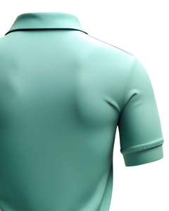 Polo pour homme vert menthe à manches courtes en coton doux et respirant, design uni élégant, adapté pour les occasions décontractées et le bureau - Product Image 2