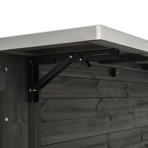 Isola da Cucina per Esterni in Legno di Abete con Piano in Acciaio Inox, Ampio Spazio di Stoccaggio, Portasciugamani e Portaspezie per Bottiglie - Product Image 5