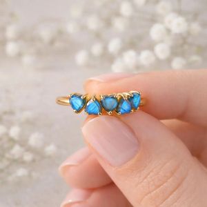 Bague Cœur en Labradorite Bleue de Luxe, Bague de Promesse Délicate, Faite à la Main en Argent Sterling Plaqué Or, Cadeau d'Anniversaire pour Elle - Product Image 3
