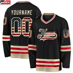 Maillot de hockey sur glace USA à prix abordable, logo personnalisé, coutures durables, 100% haute qualité, prix usine, commande en gros, uniforme directement de l'usine - Product Image 1
