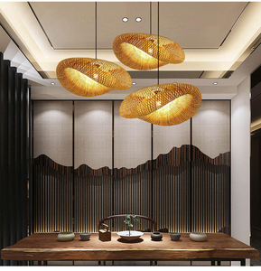 Luminaire suspendu en rotin pour cuisine, abat-jour en bambou, éclairage tissé à la main, décoration en bois, luminaire suspendu moderne pour plafond - Product Image 3