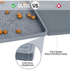 Tapis d'alimentation pour animaux de compagnie en silicone souple antidérapant à motif de pattes, durable, pliable, facile à nettoyer, matériau de qualité alimentaire, pour bols d'alimentation - Product Image 3