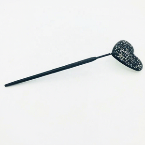 Heart Shape Black glitter Coated Color Handheld <b>Mirror</b> Single Side Used Stainless Steel Frame <b>Makeup</b> <b>Mirror</b> - Product Image 1