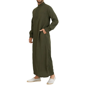 Ropa Musulmana a Bajo Precio, Thobe para Hombre, Ropa Modesta de Oriente Medio, Manga Larga, Cuello Redondo, Túnica Árabe para Hombre - Product Image 3