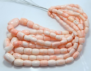 Perles tubulaires en corail rose naturel japonais, lisses, en pierre précieuse, brin de 17 pouces pour la fabrication de bijoux - Product Image 5