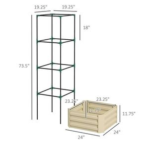 Fioriera zincata bianco crema 61x61x30 cm con supporto in rattan, elegante traliccio e cancelli - Product Image 3