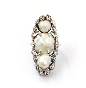 Bague en argent texturé avec pierre précieuse nacre de 16,9 grammes, argent sterling 925, design unique, bijoux en gros - Product Image 2