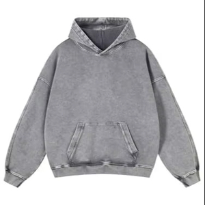 Sweat à capuche pour homme en coton 100% de qualité supérieure, avec tissu épais, cordon en coton 100%, personnalisable, pull-over uni, coupe courte et ample - Product Image 1