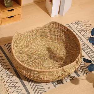 Lit pour animaux de compagnie en jonc de mer naturel, panier rond profond tressé, durable, vente en gros, fournisseur de nids pour chats et chiens, mobilier pour animaux de compagnie fait main en vrac, Vietnam - Product Image 3