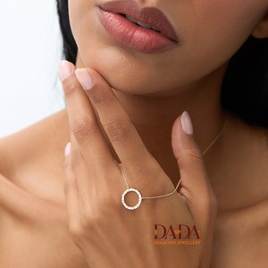 Collar con Colgante de Diamante Cultivado en Laboratorio para Mujer, Collar Redondo con Halo de Diamantes, Colgante Minimalista con Diamantes - Product Image 6