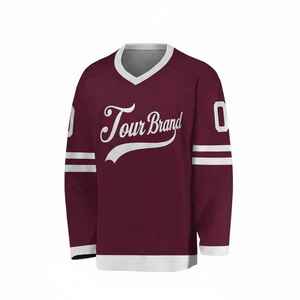 Maillot de hockey sur glace personnalisé pour adultes unisexe |   Uniforme d'équipe 100% polyester |   Séchage rapide, respirant |   Manches longues col en V |   Transfert de chaleur - Product Image 4