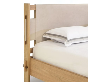 Cadre de lit minimaliste en teck massif, style scandinave moderne, lit plateforme, finition naturelle, meubles de chambre durables - Product Image 4