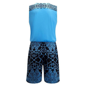 Men's Blue Geometric Sublimated Basketball Jersey Set Quick Dry Sleeveless Tank Top With Elastic Waist Shorts <b>Athletic</b> Wear - Product Image 3