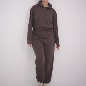 Conjunto Deportivo con Capucha para Mujer, Manga Larga, Color Sólido, Pantalones Casuales Holgados, Otoño, 100% Algodón, Transpirable, Cintura Elástica - Product Image 1