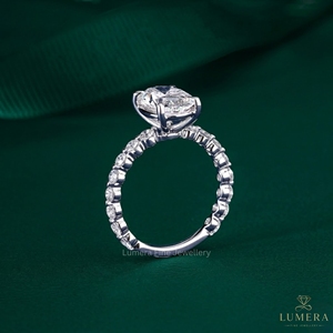 Oval and Round Cut <b>Diamond</b> <b>Ring</b> Available In 9k 10k 14k 18k Gold Luxury Fine Jewelry For Engagement Wedding Or Special Gift - Product Image 3