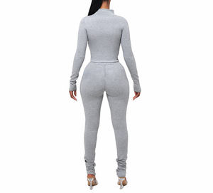 Fitness <b>Yoga</b> Set Crop <b>Jacket</b> Top Jogging Two Piece Set Women Clothing Fitness Zip Sets Plus Size Custom Tracksuits for Women - Product Image 5