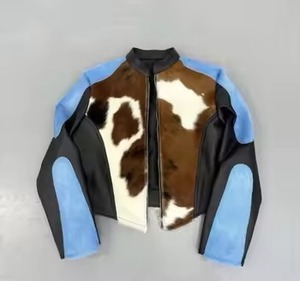 <b>Reversible</b> Leather Bomber Jacket Crew Neck Full Sleeve Standard Spring Unisex Regular <b>Coat</b> Solid Color Handmade High Waterproof - Product Image 5