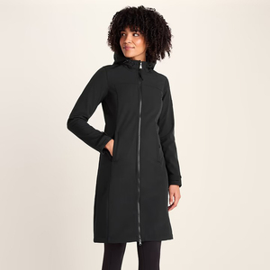 <b>Women</b> Long Softshell <b>Jacket</b> Hooded <b>Zip</b> <b>Up</b> Windproof Waterproof Casual Outdoor Coat Black Woven Polyester Material - Product Image 2