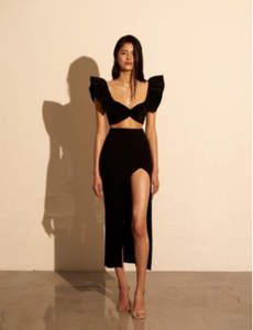 Robe moulante asymétrique à une épaule, robe midi avec fente latérale et boutons, robe de cocktail élégante, silhouette luxueuse et allure sexy - Product Image 3