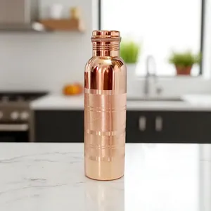100% <b>Copper</b> <b>Drinking</b> <b>Bottle</b> for Home Kitchen Office and Outdoor Use with Long Lasting Shine and Durability - Product Image 1