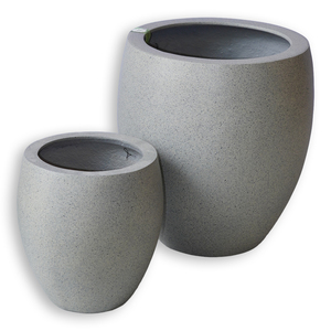 Pot de fleurs d'intérieur en fibre de verre rond ALMELO, ensemble de 5 L, design minimaliste léger, résistant aux intempéries, écologique - Product Image 1