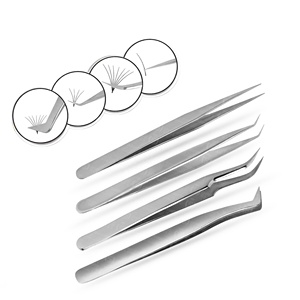 Pinces à épiler courbées et droites pour extensions de cils, pinces à épiler professionnelles pour volume de cils, pointes aiguisées, pinces à épiler OEM - Product Image 5