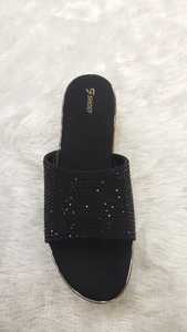 Women Black Rhinestone Wedge Sandals <b>Open</b> <b>Toe</b> Slip On Embellished <b>Platform</b> <b>Heels</b> Fashion Footwear for Party and Evening Wear - Product Image 2