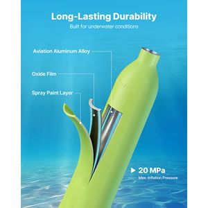 Mini Bombola Subacquea da 0,5L con Maschera Subacquea, Cilindro di Ossigeno Portatile Riutilizzabile per Oltre 10 Utilizzi, Piccola Bombola per Respirazione Subacquea - Product Image 3