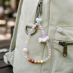 Colgantes de Bolso Hechos a Mano con Cuentas, Correa de Conejito de Dibujos Animados, Corazón, Perlas y Cristales, Llavero Estético para Mochila, Accesorios para Bolsos, Artículos de Regalo - Product Image 6