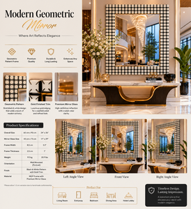 Geometric <b>Square</b> Wall <b>Mirror</b> Pebble Design Decorative <b>Mirror</b> Bathroom Bedroom Living Room Modern Stylish Wall Mounted 32 Inch - Product Image 5