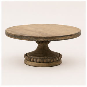 Soporte de Madera Rústico Hecho a Mano para Tartas con Elegante Base de Pedestal con Cuentas, Exhibidor de Postres de Madera Maciza Premium para Bodas - Product Image 1