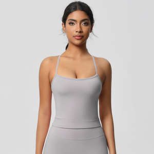 Haut de yoga court pour femme, respirant, en Spandex/Nylon, coupe-vent, hiver, avec nœud, sans couture, manches longues, anti-bactérien, écologique - Product Image 1
