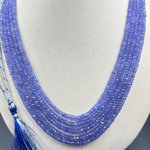 Collier Rondelle à Facettes Tanzanite 5 Brins Collier Tanzanite Naturelle 3-4mm - Product Image 3
