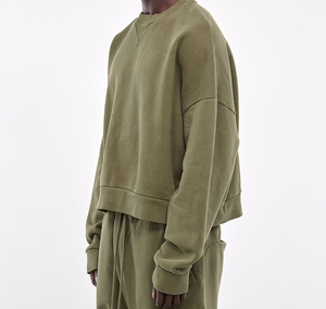 Ensemble de sweat-shirts à col rond pour homme, couleur olive, tricoté en molleton, décontracté, pour l'automne - Product Image 3