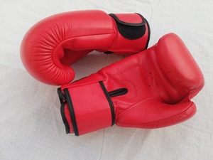 Nouveaux Gants de Boxe Sanda Professionnels en PU Rouge Authentique 12oz avec Logo Personnalisé, Moulage à la Machine, Fermeture Auto-agrippante Ajustable et Extensible - Product Image 5