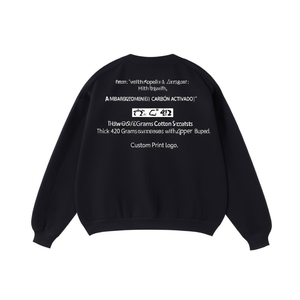 Sweat-shirts et sweats à capuche surdimensionnés pour hommes de haute qualité, épais, en molleton de coton 420 grammes, avec fermeture éclair, logo personnalisé imprimé - Product Image 3
