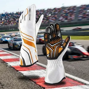 Gants de course unisexes à doigts entiers, blancs et orange, antidérapants, en PU, pour sports de plein air, fermeture à enfiler - Product Image 6