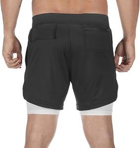 Custom Logo Men's Double <b>Layer</b> Blank Sports Athletic Workout Running Gym Shorts With Liner Breathable 2 In 1 Activewear Shorts - Product Image 3