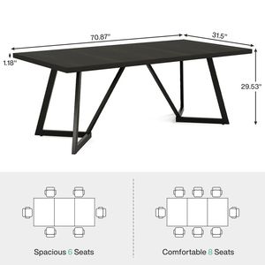 Modern Rectangular <b>Dining</b> <b>Table</b> for Living Room and Kitchen Sturdy Design for Everyday Use - Product Image 4