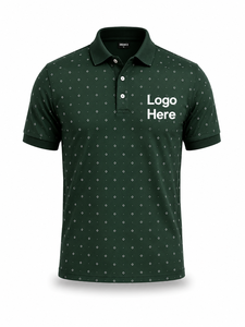 Camiseta de Manga Corta Verde para Hombre, Tejida en Poliéster/Algodón, Transpirable, Estilo Casual, con Logotipo Personalizado Bordado en la Parte Delantera - Product Image 2