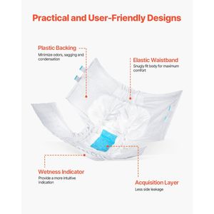 Pannolini per adulti super assorbenti usa e getta con linguette, mutandine per incontinenza 3D anti-perdita per uomo e donna - Product Image 3